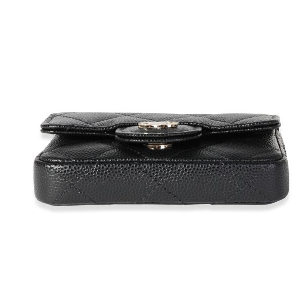 116599 stamp Chanel Black Quilted Caviar Classic Mini Chain Belt Bag