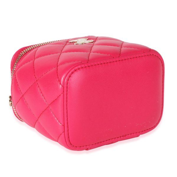 116609 clasp 3b6fa647 885a 45c7 8ceb d3a52699b702 Chanel Fuchsia Quilted Lambskin Mini Vanity Crossbody