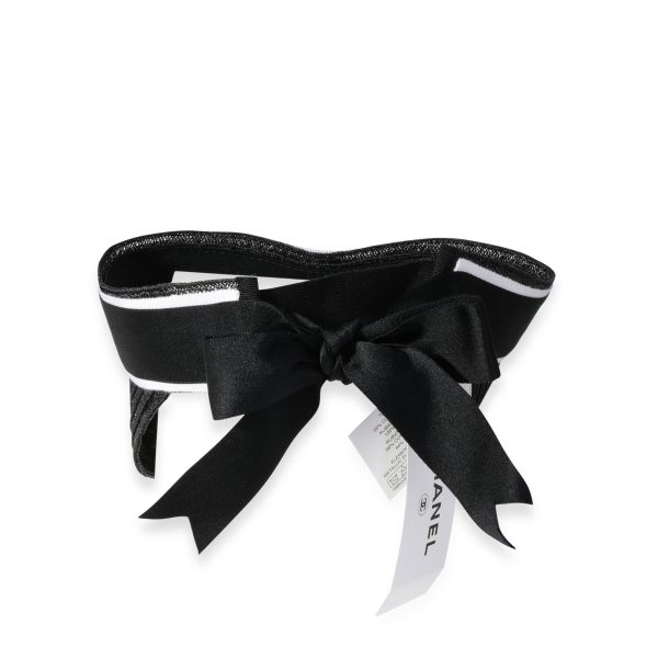 116645 bv Chanel Black Abaca Cotton Ribbon Visor