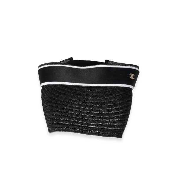 116645 fv Chanel Black Abaca Cotton Ribbon Visor