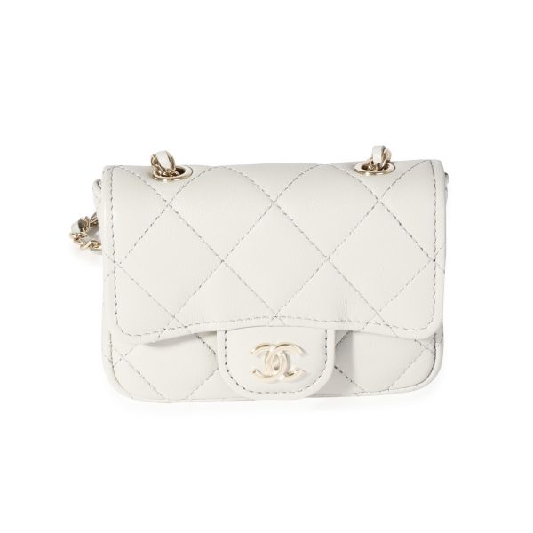 116652 fv Chanel Grey Quilted Lambskin Mini Chain Belt Bag