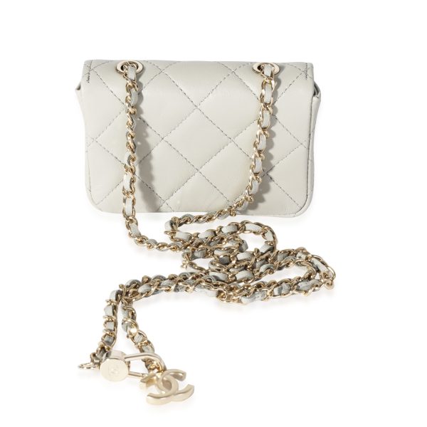 116652 pv Chanel Grey Quilted Lambskin Mini Chain Belt Bag