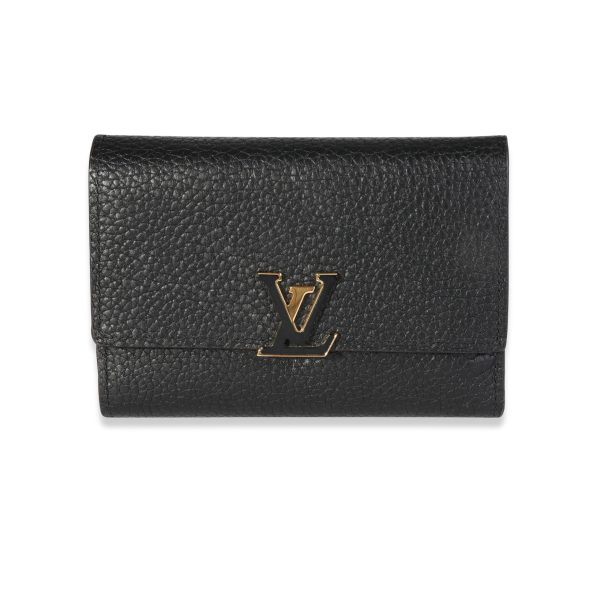 116748 fv b7d77a1b 8b2f 4063 bb16 e7ada6c5fcb0 Louis Vuitton Black Pink Taurillon Leather Capucines Compact Wallet