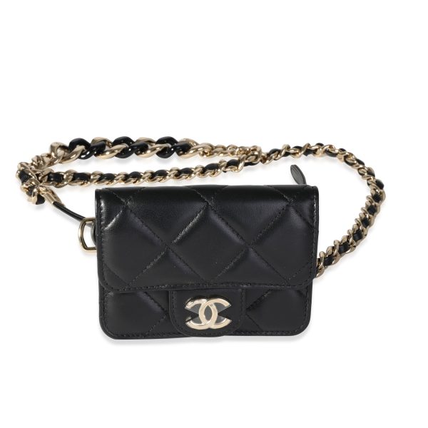 116768 fv Chanel Black Quilted Lambskin Elegant Chain Belt Bag