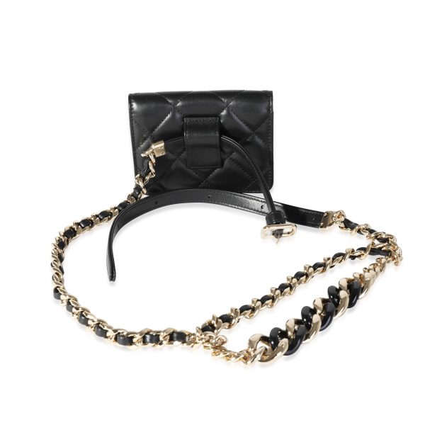 116768 pv Chanel Black Quilted Lambskin Elegant Chain Belt Bag