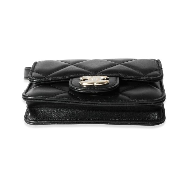 116768 stamp Chanel Black Quilted Lambskin Elegant Chain Belt Bag