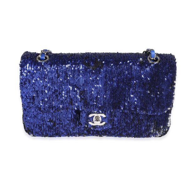 117035 fv ae002254 da5a 444d a550 e99ceb15ee3a Chanel Blue and Black Sequined Medium Classic Single Flap Bag