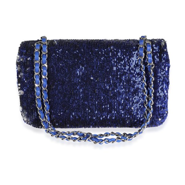 117035 pv 92ff4828 f819 47b8 a311 b1d786368e50 Chanel Blue and Black Sequined Medium Classic Single Flap Bag