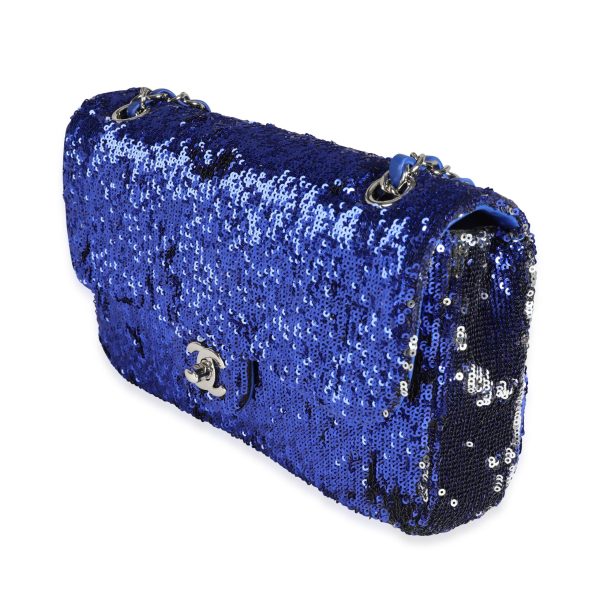 117035 sv 0fd9dd26 5416 4d19 9c30 baccf9b0a75e Chanel Blue and Black Sequined Medium Classic Single Flap Bag