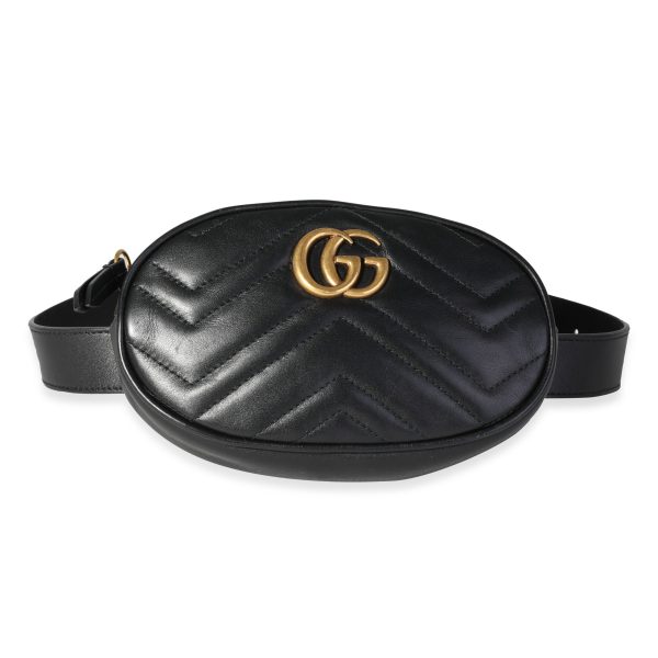 117069 fv Gucci Black Matelassé Calfskin Marmont Belt Bag 7530