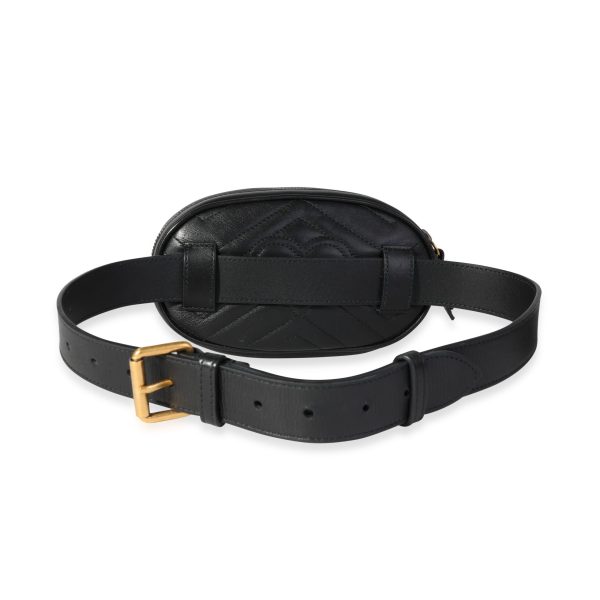 117069 pv Gucci Black Matelassé Calfskin Marmont Belt Bag 7530