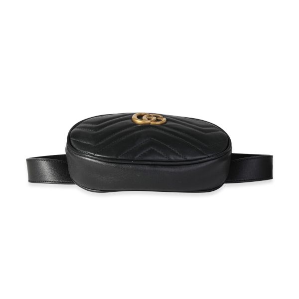 117069 stamp Gucci Black Matelassé Calfskin Marmont Belt Bag 7530