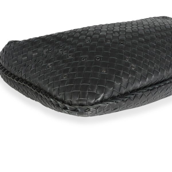 117157 box Bottega Veneta Black Intrecciato Nappa Leather Large Grommeted Veneta Hobo