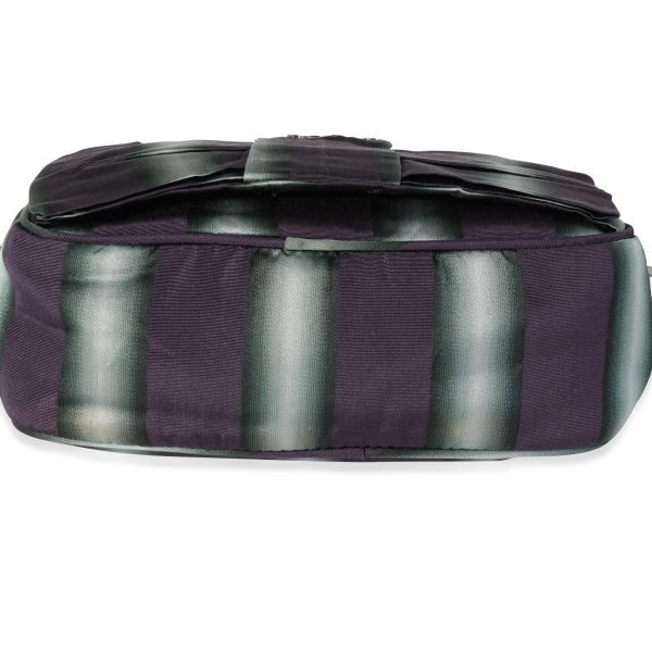 117302 box Prada Purple and Grey Striped Nylon Camera Bag