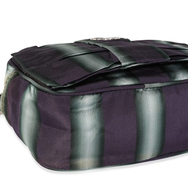 117302 pv Prada Purple and Grey Striped Nylon Camera Bag