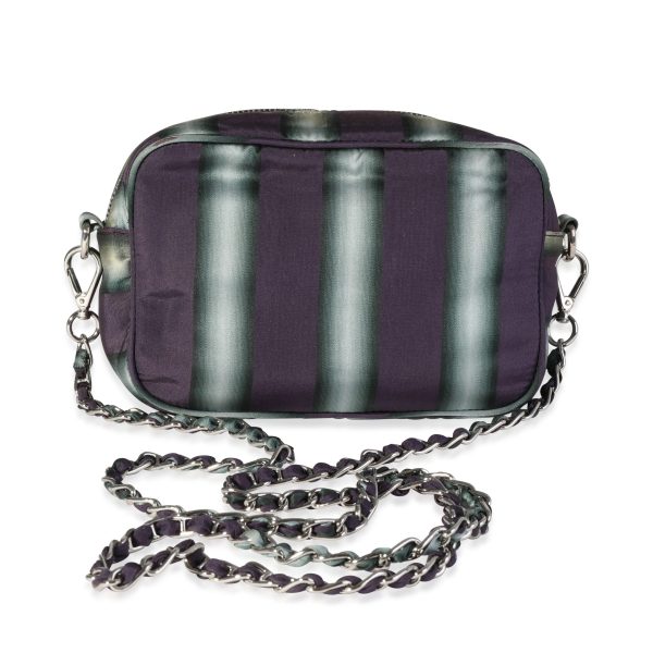 117302 stamp Prada Purple and Grey Striped Nylon Camera Bag