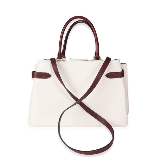 117387 pv Louis Vuitton Cream Burgundy Grained Calf Leather Lockme Day Bag