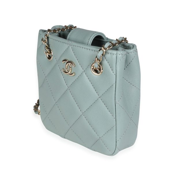 117392 sv 9e261382 46fb 45ef 831a 6bbf9a5a3d18 Chanel Light Teal Quilted Lambskin Tiny Shopping Bag