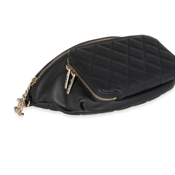 117439 clasp d958d375 39a3 4c3e be86 423759a38968 Chanel Black Quilted Caviar Leather Business Affinity Waist Belt Bag