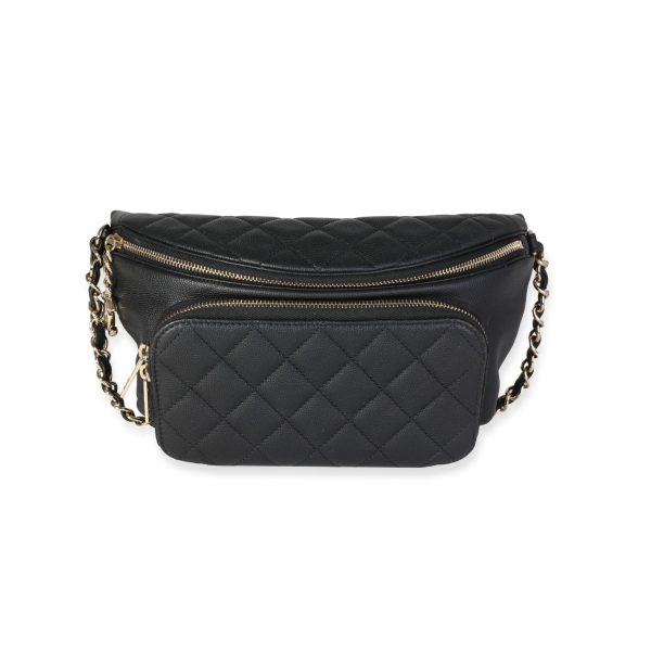 117439 fv d9481df9 4ca1 458c bfcc c6ab43d4bd0a Chanel Black Quilted Caviar Leather Business Affinity Waist Belt Bag