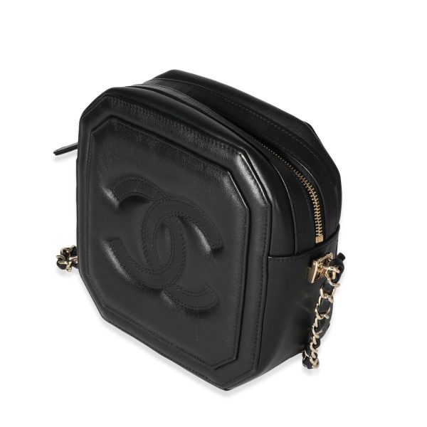 117440 sv Chanel Black Lambskin Octagon Camera Bag