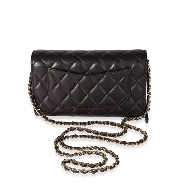 117441 pv Chanel Brown Quilted Lambskin Chain Wallet