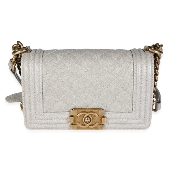 117570 fv Chanel Gray Caviar Quilted Small Boy Bag