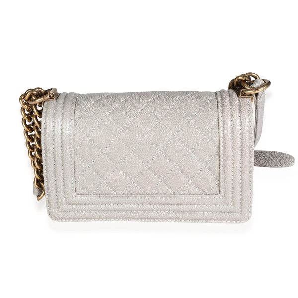 117570 pv Chanel Gray Caviar Quilted Small Boy Bag