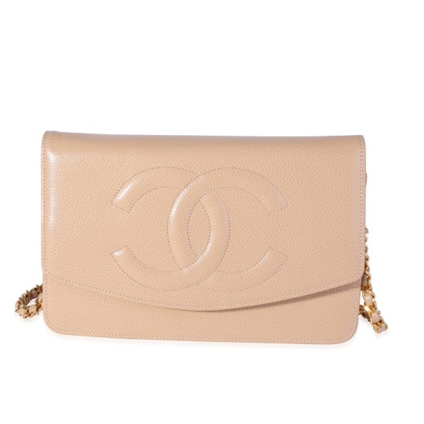 117571 fv Chanel Beige Caviar Timeless Wallet On Chain