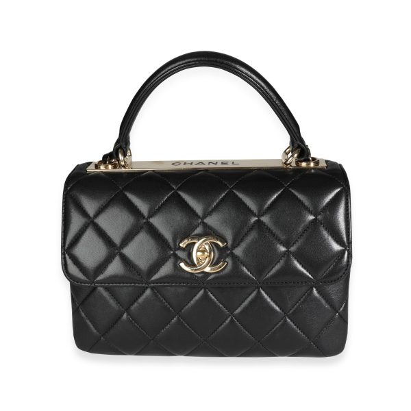 117580 fv 4aa38760 8f81 4ad1 a4f4 064ccca8a66b Chanel Black Quilted Lambskin Trendy CC Top Handle Flap Bag