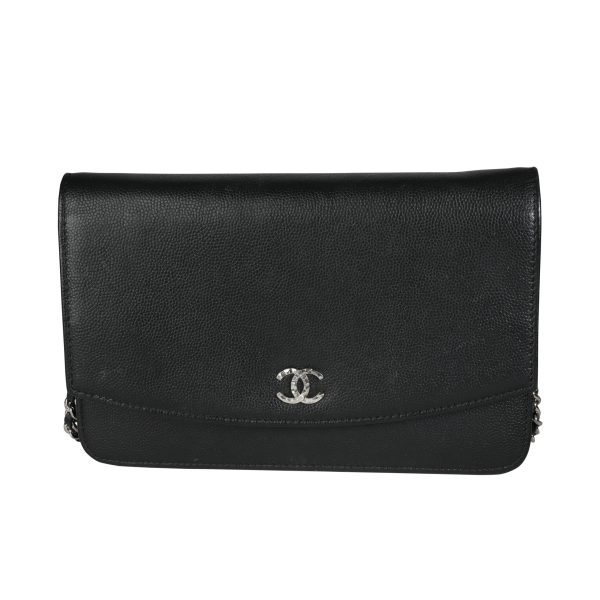 117581 fv Chanel Black Caviar Leather Wallet On Chain