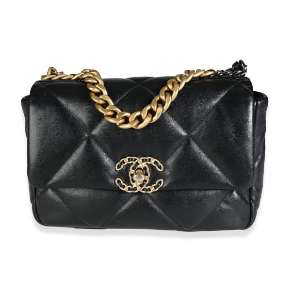 117583 fv 0b62f3fb f093 4747 82c5 df96f67d55c0 Chanel Black Quilted Lambskin Medium Chanel 19 Bag