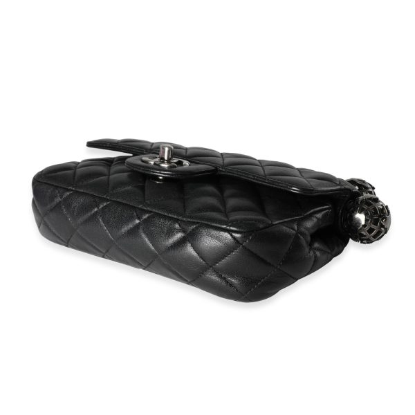 117622 clasp Chanel Black Quilted Lambskin Metal Bar Flap Bag