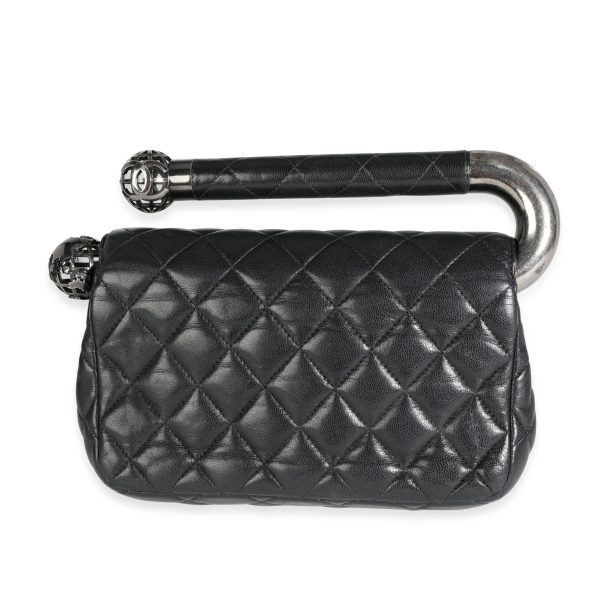 117622 pv Chanel Black Quilted Lambskin Metal Bar Flap Bag