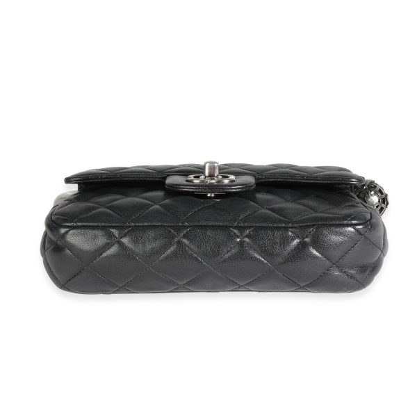 117622 stamp Chanel Black Quilted Lambskin Metal Bar Flap Bag