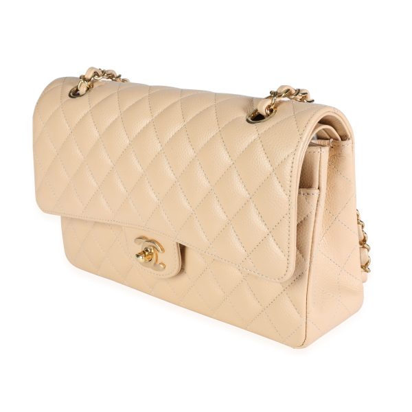 117645 sv 96ef9d7e 6ecb 4053 bf10 3753972fbddd Chanel Beige Quilted Caviar Medium Classic Double Flap Bag