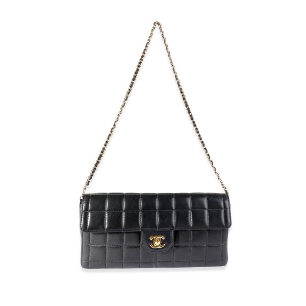 117681 ad1 Chanel Black Lambskin Chocolate Bar Quilted East West Flap Bag