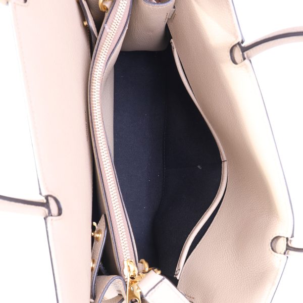 117699 av Burberry Beige Calfskin Medium Title Bag