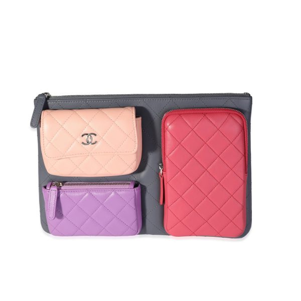 117762 fv Chanel Multicolor Quilted Lambskin Multi Pocket Zip Case