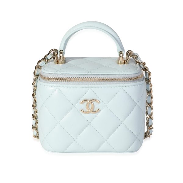 117765 fv Chanel Light Blue Quilted Lambskin Mini Vanity