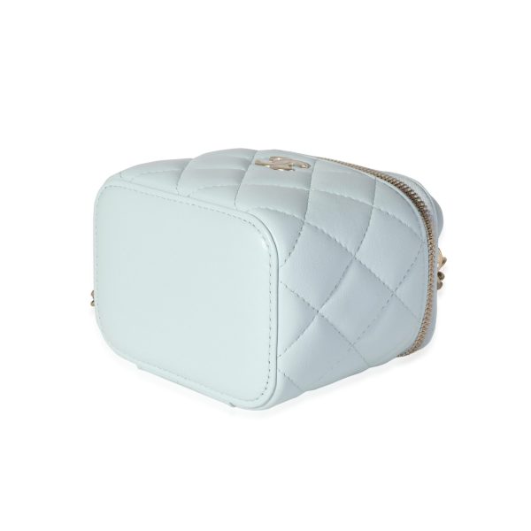 117765 stamp Chanel Light Blue Quilted Lambskin Mini Vanity