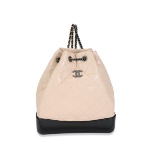 117777 fv 0ddc8495 1a7d 4899 8e9c f785fdc0fe8e Chanel Beige and Black Quilted Aged Calfskin Gabrielle Backpack