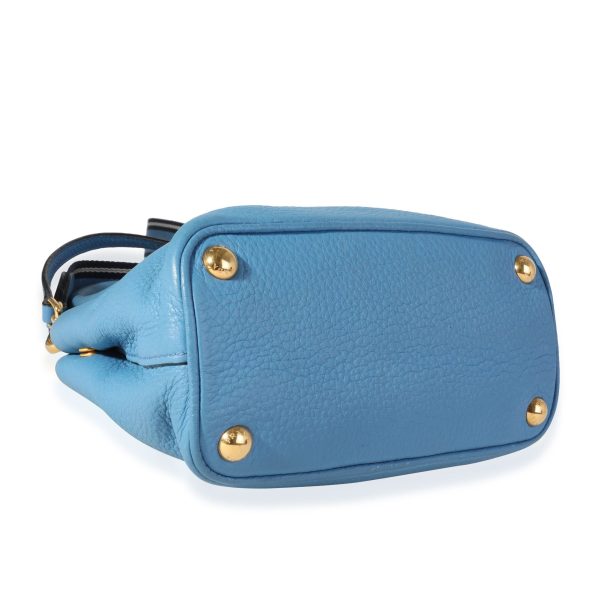 117969 clasp 0da99ba4 d828 49a2 a614 74f4cce982f5 Prada Blue Vitello Daino Leather Mini Tote