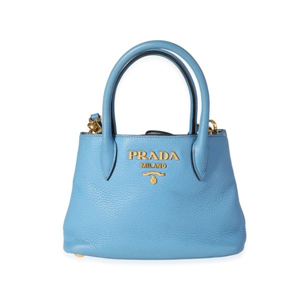 117969 fv 6dd2ee9f 670f 429f 9aca 3324911fe62f Prada Blue Vitello Daino Leather Mini Tote