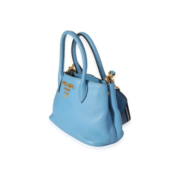 117969 sv b6e01bfd 317c 4e0b b7c1 e6563e6f6860 Prada Blue Vitello Daino Leather Mini Tote