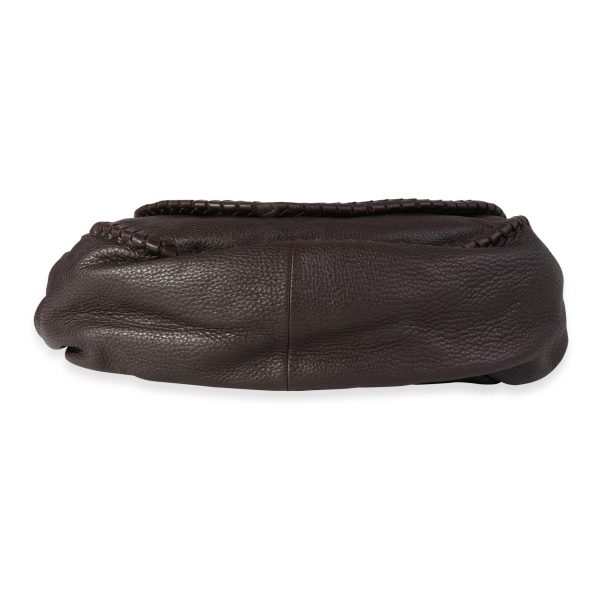 118013 stamp 26654024 70c4 441d 9011 66d8f568ad44 Bottega Veneta Brown Leather Intrecciato Trim Flap Messenger Bag