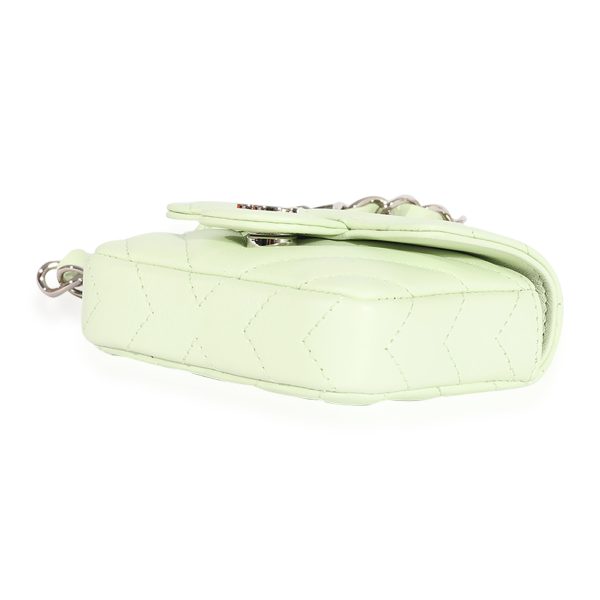 118030 box Chanel Light Green Chevron Quilted Flap Belt Bag