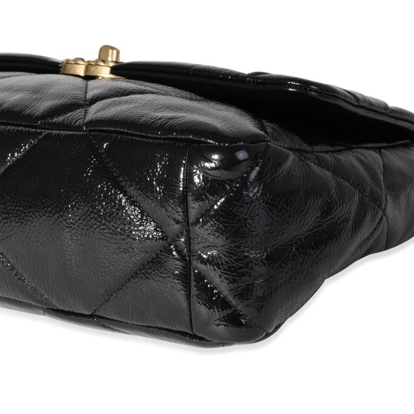 118094 box Chanel Black Quilted Patent Leather Large Chanel 19 Bag