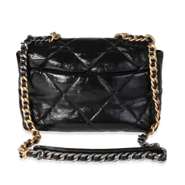 118094 pv Chanel Black Quilted Patent Leather Large Chanel 19 Bag