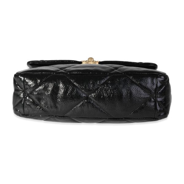 118094 stamp Chanel Black Quilted Patent Leather Large Chanel 19 Bag